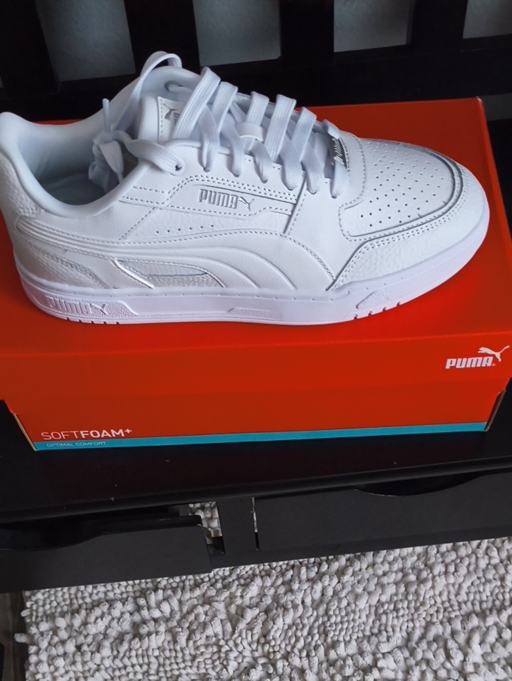 Puma White Low-Profile Leather Sneaker
